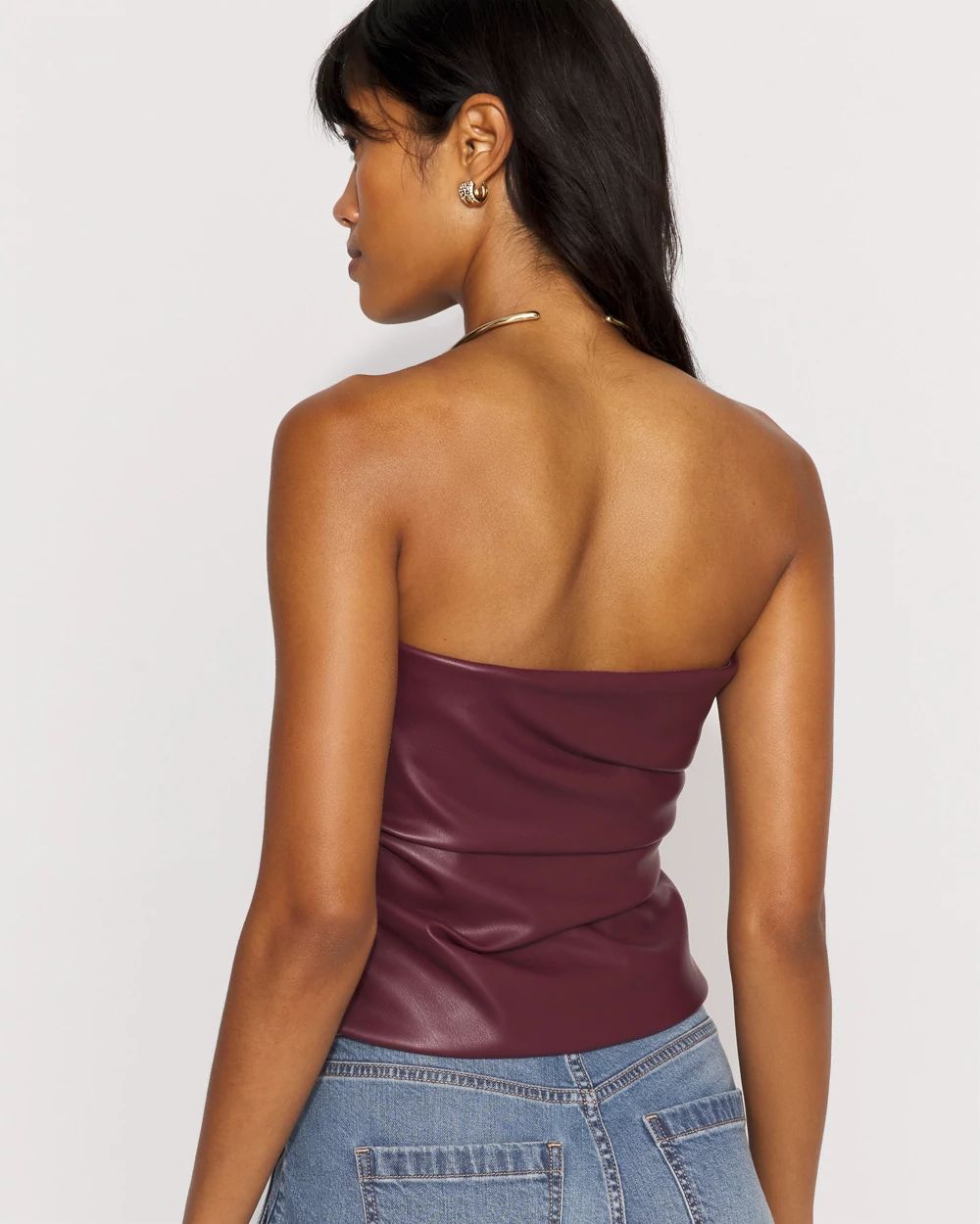 Draped Faux Leather Bustier | White House Black Market